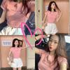 2024 Summer Slim Fit Korean Embroidered Letter T-Shirt for Women