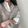 Autumn and Winter Women's All-match Retro Plaid Loose Sweater Vest Fashion Casual and Comfortable Folding Vest