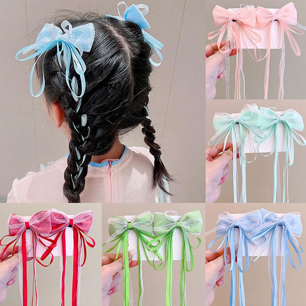 Галстук-бабочка лента детская заколка для волос милая очаровательная девочка разноцветный бантик заколка универсальный аксессуар для волос
