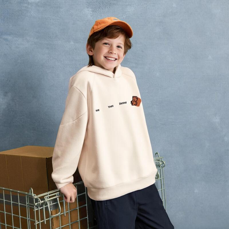 MQD Boys' Streetwear Letter Print Hooded Sweatshirt