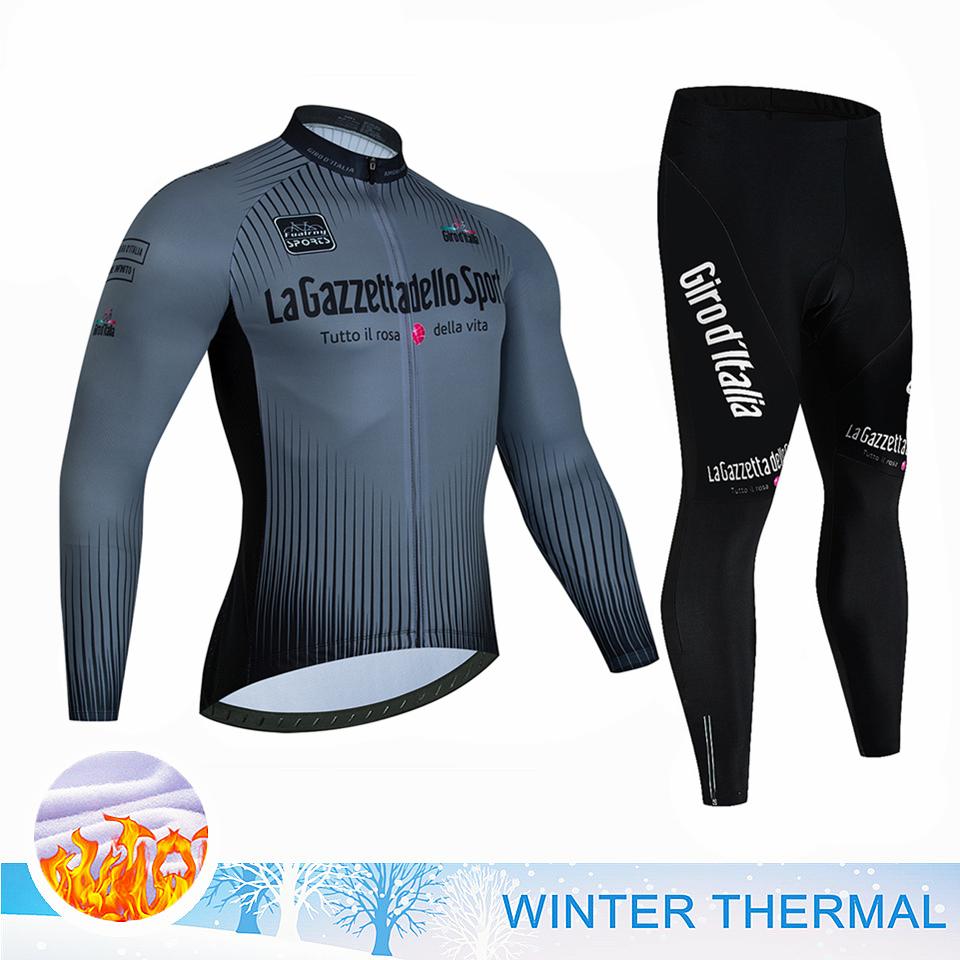 Тур по Италии Зимний Велосипедный Комплект Термофлис Велосипедный Комплект Одежда для Велосипеда МТБ Ciclismo Велосипедный Комплект Спортивная Велосипедная Одежда