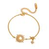 J&D Jewelry Браслет-шарм 'Небесное Солнце Луна Звезда' с покрытием из нержавеющей стали 18K Gold, с кристаллами, на цепочке O для женщин