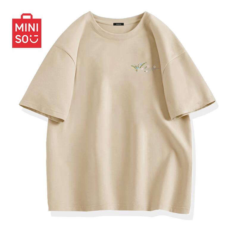 MINISO Мужская свободная футболка из чистого хлопка с коротким рукавом