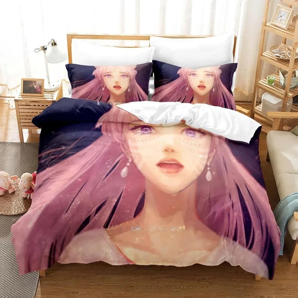 Аниме Комплект постельного белья Комплект постельного белья Белль Односпальный Двуспальный Полный Размер Королева Король Комплект для кровати Взрослый Ребенок Спальня Пододеяльник Комплекты Домашний текстиль