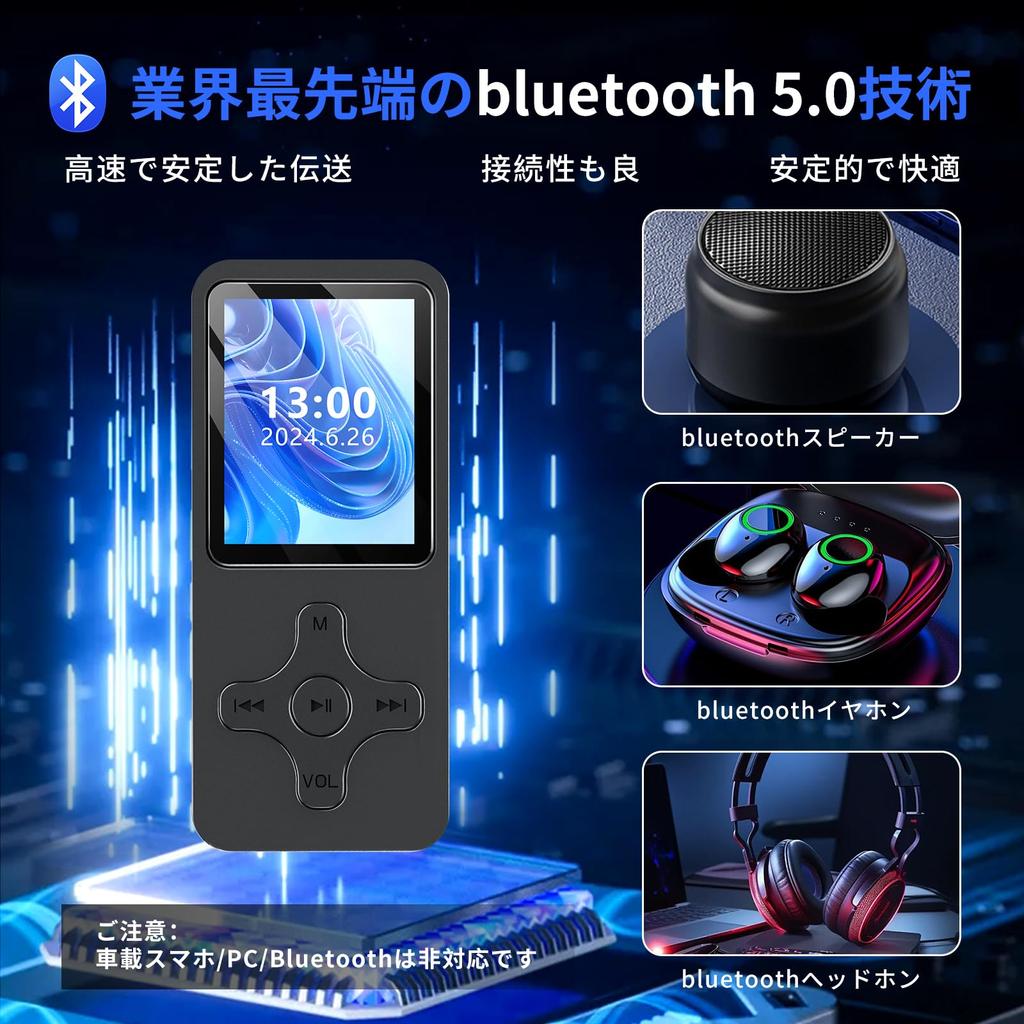 MP3-плеер Bluetooth 64 ГБ Большая емкость Расширяемая 128 ГБ HIFI Качество звука Поставляется с динамиком MP3-плеер Простой в использовании плеер Маленький Сверхлегкий