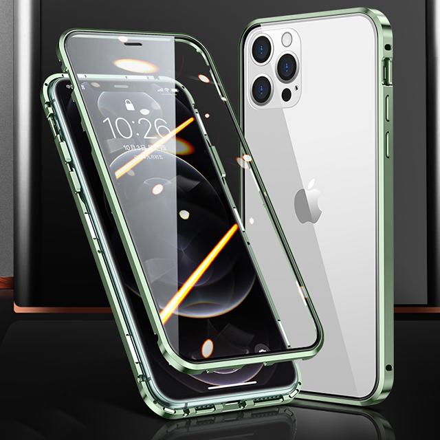 Металлический магнитный чехол для телефона с защитой на 360° Для 16 Pro Max 14 13 12 11 15 Pro Max X XS XR Plus Двусторонний стеклянный чехол
