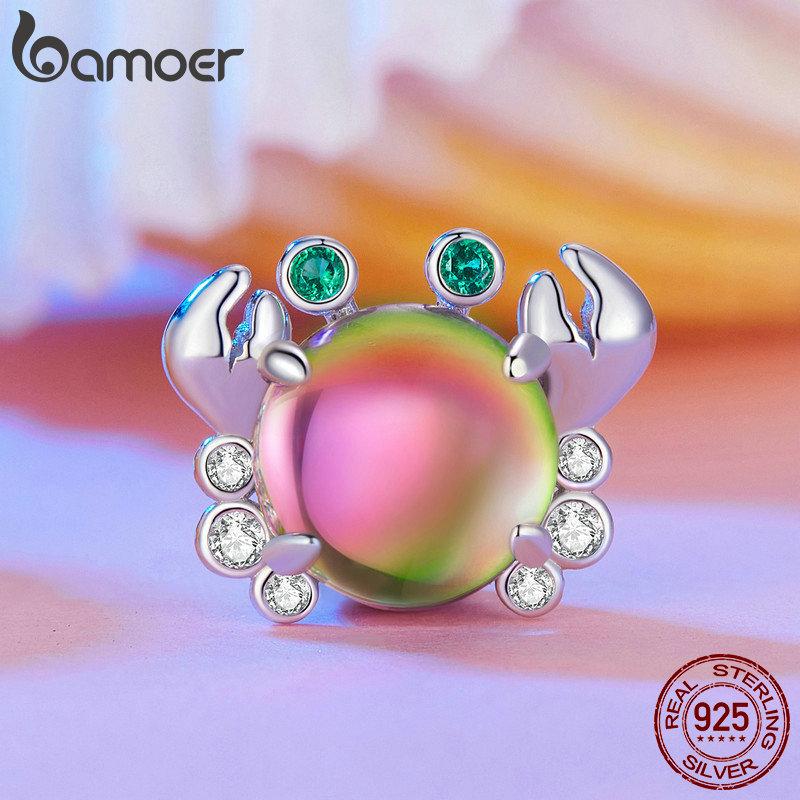 BAMOER Стерлингового Серебра 925 Пробы Мечтательная Серия Oecan Ослепительные Крабовые Бусины Морской Конек Подвески для Женщин Браслет и Ожерелье