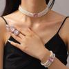 Hepburn Retro Faux Pearl & Gemstone Jewelry Set: Multi-Layer Choker, Bracelet, & Stud Earrings for Women