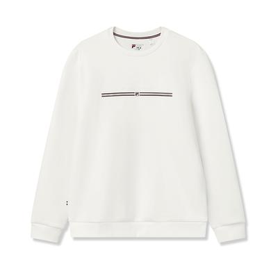 Fila Наследие Мода Классический Ретро Повседневный Универсальный Мягкий Удобный Пуловер с Круглым Вырезом Мужской свитшот Облачно-Грибной-Белый F11M618216FWT