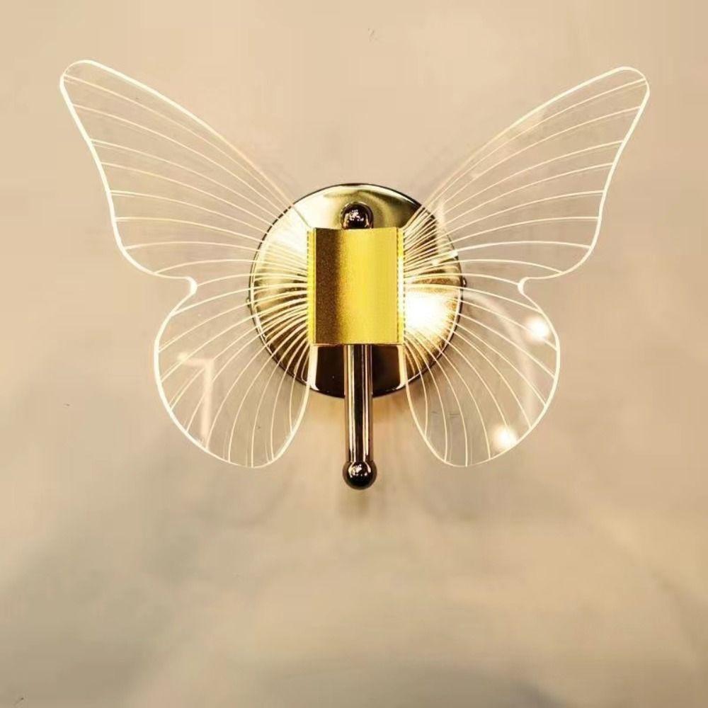 Nordic Metal Acrylic LED Butterfly Wall Lamp Modern Tricolor Adjustment Wall Light Sconces Elegant Creative Ceiling Light‘ Hotel