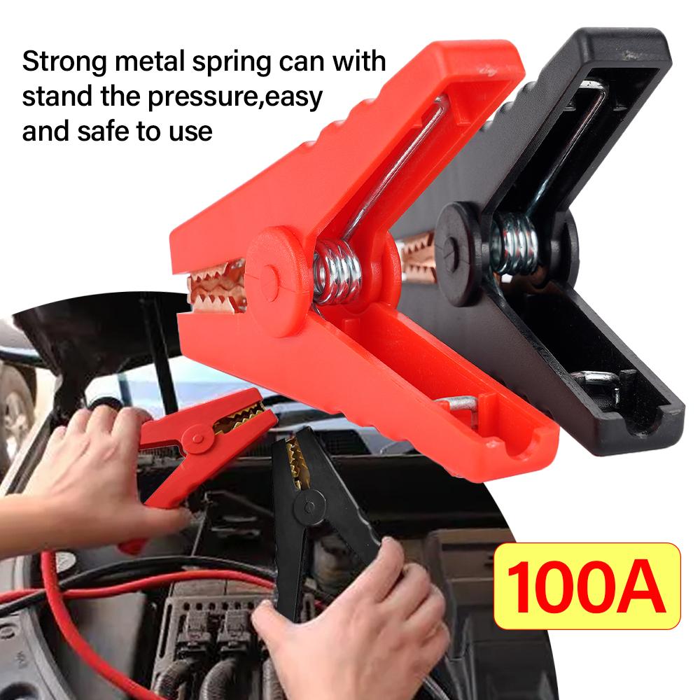2Pcs 100A Heavy Duty Copper Alligator Clips Terminal Electrical Battery Crocodile Clamp Test Connector for Jumper Cables