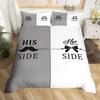 Cat Side and My Side Black White Cat Modern Romantic Theme Comfortable Duvet Quilt Cover Pillowcase Bedding Set Children Bedroom