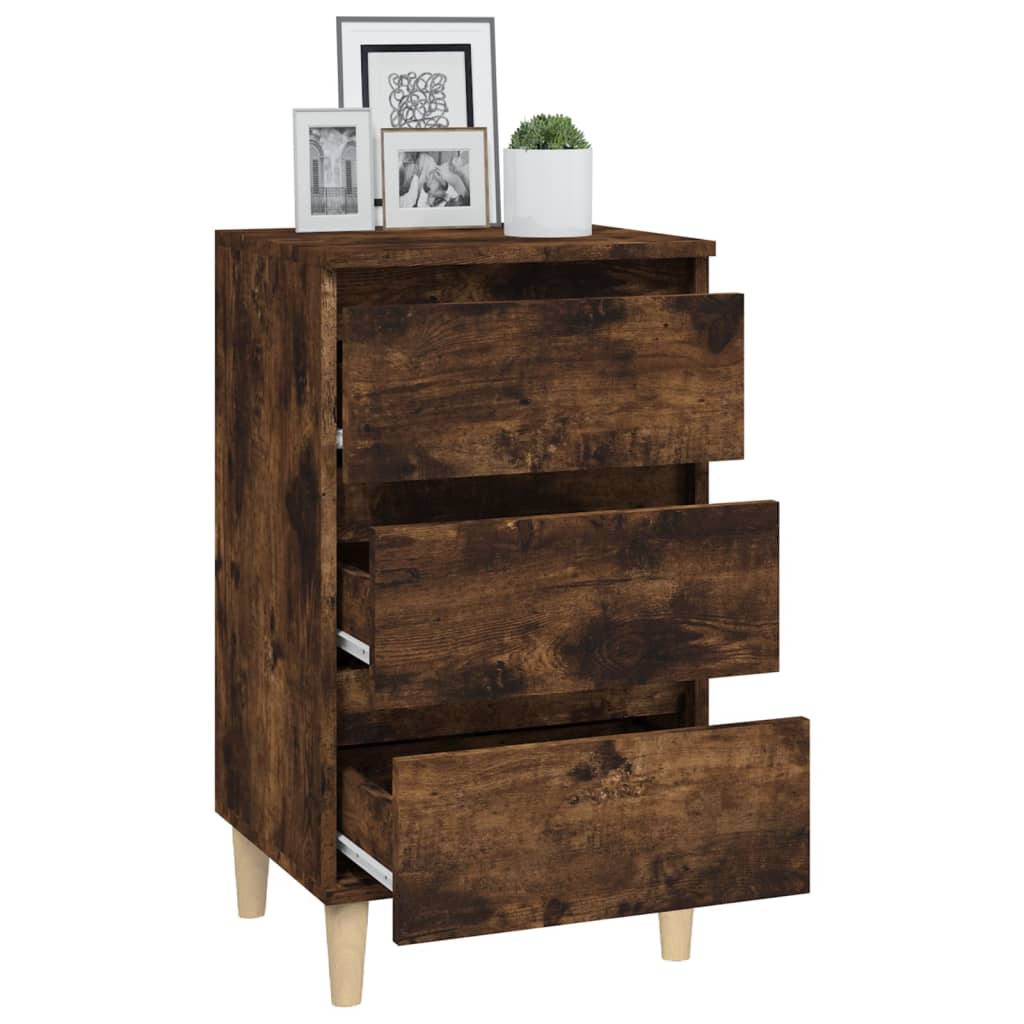 Nightstand Smoked Oak 40 x 35 x 70 cm Wood Based Material