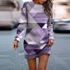 Long Sleeve Dress For Women Casual Printed Pullover Hip Pack Dress Sweater Dress Autumn