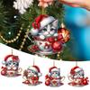 Acrylic Teacup Cat Hanging Ornaments Cute Cartoon Cat Christmas Ornament 2D