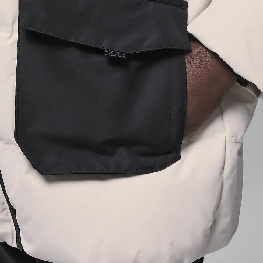 Jordan Logo Waterproof Warm Hooded Down Jacket Kids Outerwear Light-Brown HQ7095-271