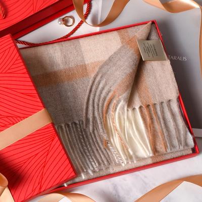 Шерстяной шарф женский зимний универсальный клетчатый утолщенный теплый подарок на день рождения новая шаль