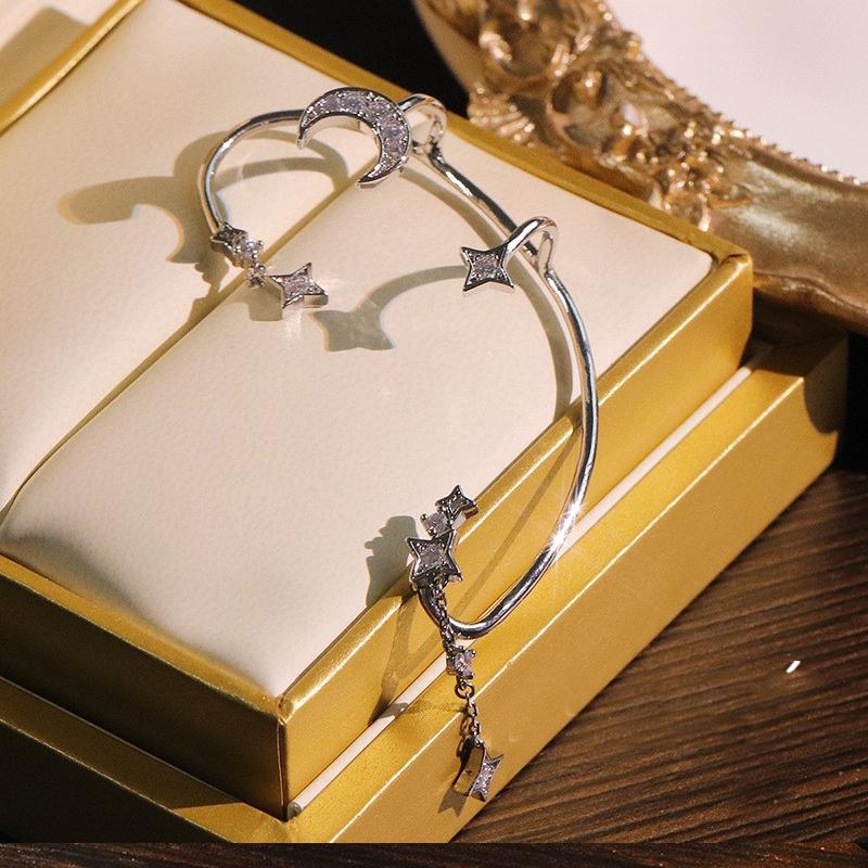 1 шт., милые серьги с инкрустацией из циркона, лунной звезды, клипсы для ушей, женские серьги-манжеты для женщин, ювелирные изделия, зажим для ушей без пирсинга