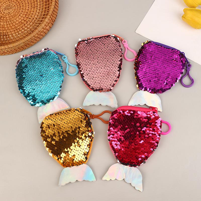 Lovely Sequined Mermaid Tail Coin Purse Cute Small Wallet Money Change Pouch Earphone Storage Bags For Children Gifts