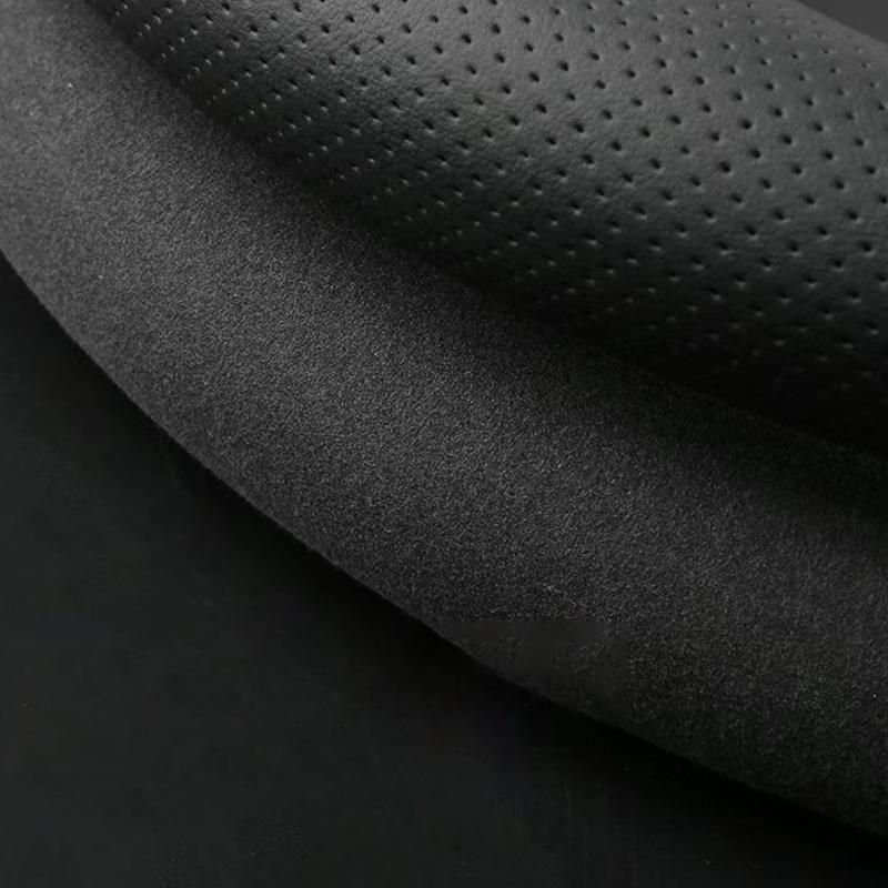 Suede Carbon Fiber Steering Wheel Cover Universal for Car Interior Breathable AntiSlip Fit for Most Vehicles