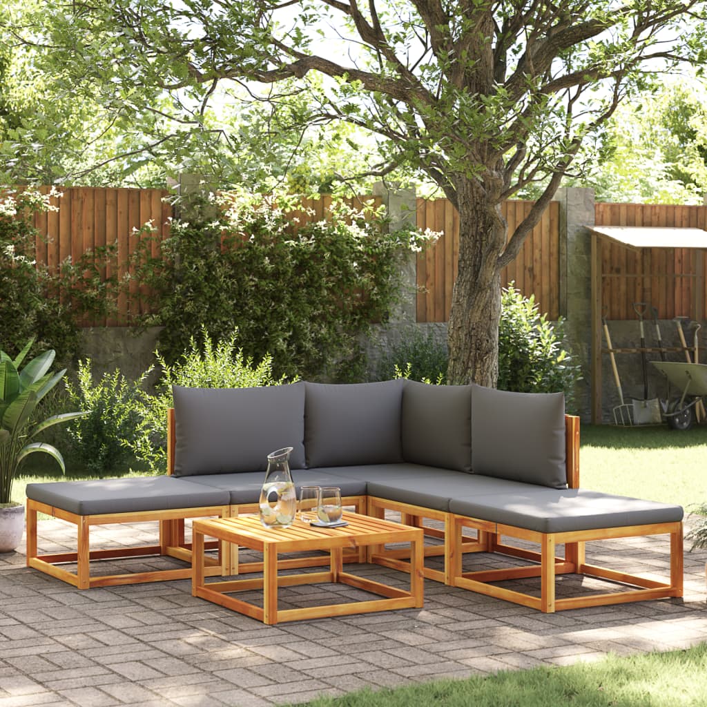 6 Piece Garden Sofa Set with Cushions Acacia Wood & Rope