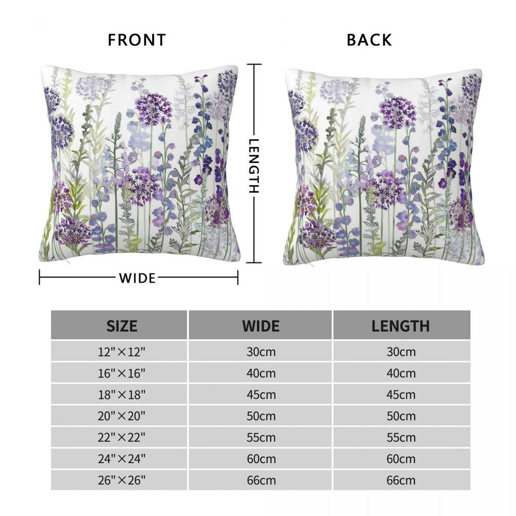 Purple Flower Meadow Gentianoides Square Pillowcase Polyester Linen Velvet Pattern Zip Decor Throw Pillow Case Home Cover 45X45