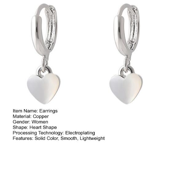 1 пара женских серег Huggie с гальваническим покрытием в форме сердца, одноцветные серьги, медные украшения для ушей, женские украшения