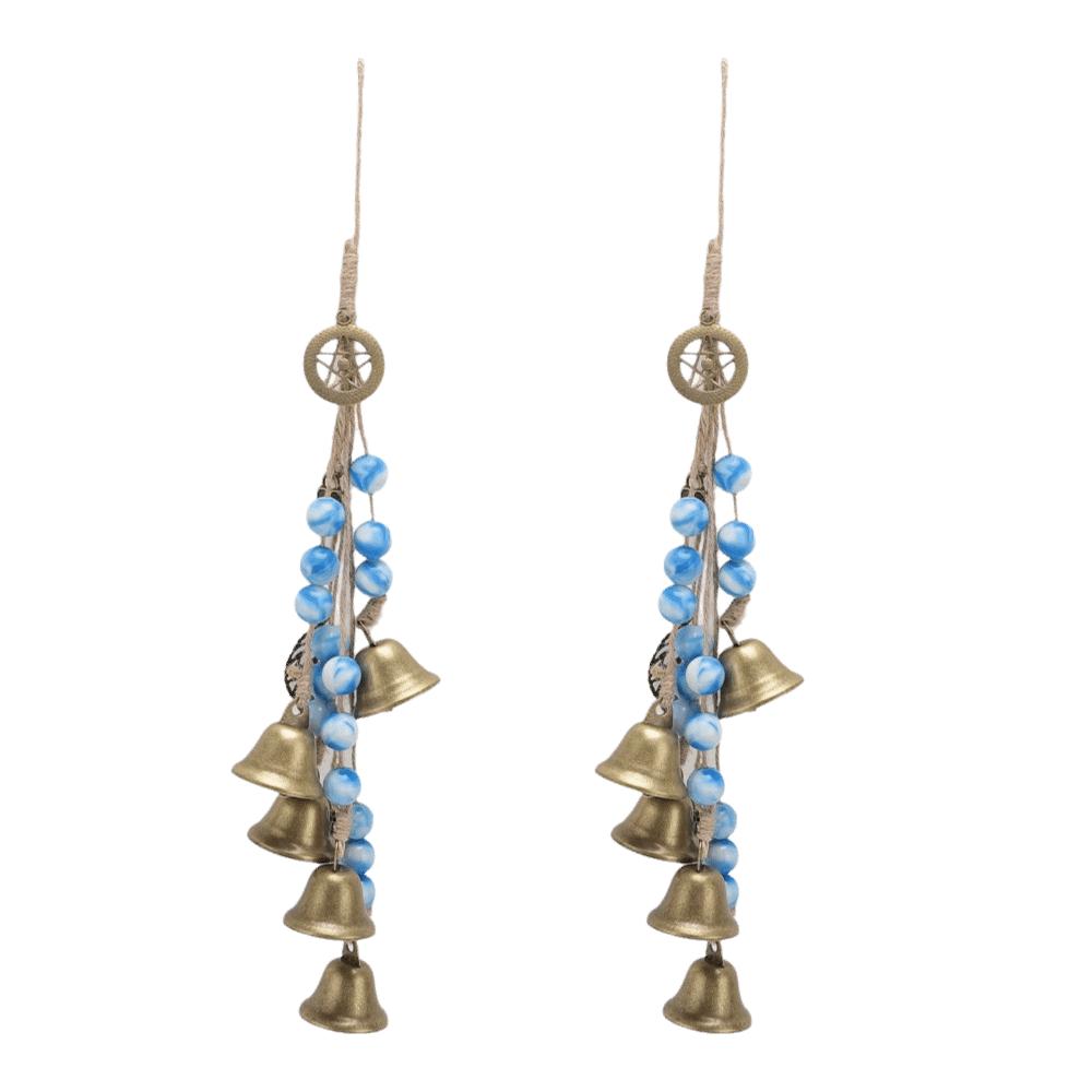 2pcs Handmade Door Hanging Bell Wood Beads Wind Chimes Decorative Witch Bells Home Room Decor