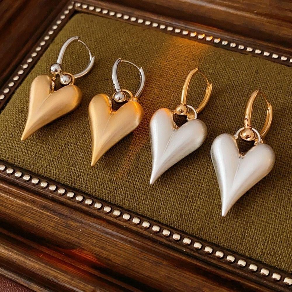 Love Pendant Heart Hoop Earrings Geometry Hearts Earringdrop Fashion Metal Filigree Earrings  Women