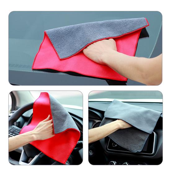 Три размера утолщенное подшиваемое полотенце для мойки автомобиля водопоглощающая двухсторонняя флисовая ткань для чистки