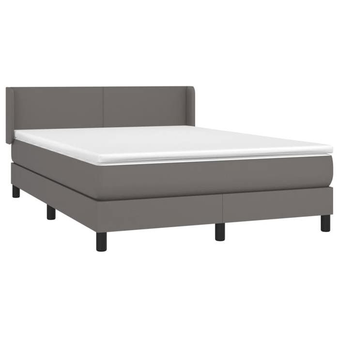 Maison Exclusive - Sommier à lattes de lit avec matelas Gris 140x190 cm Similicuir
