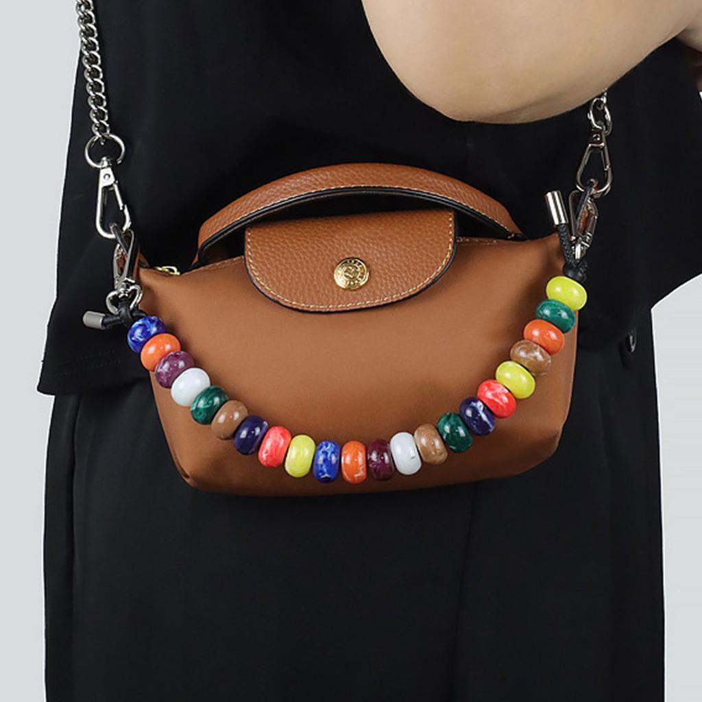 Яркая цепочка для сумки из бусин, регулируемая длина, резиновый ремешок для сумки, заменяемый ремешок для сумочки, женская цепочка для кошелька