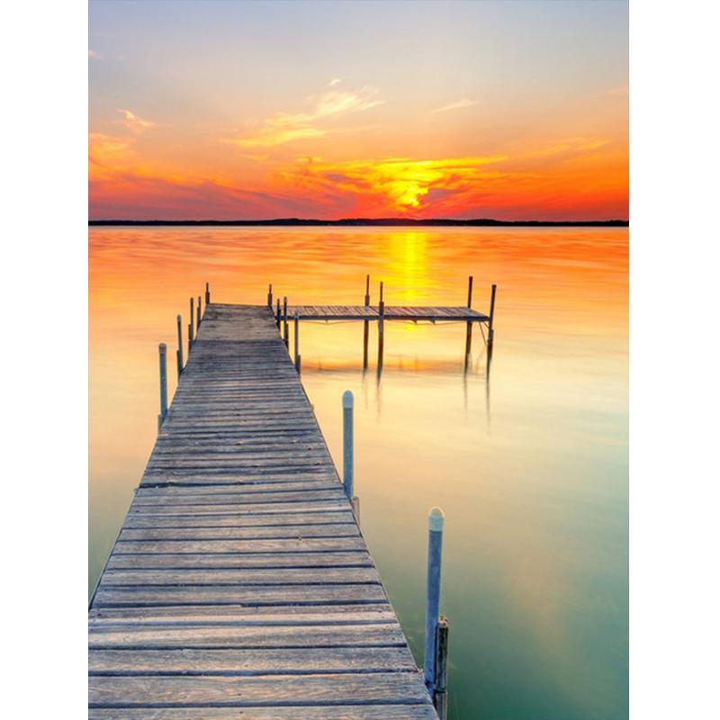 Алмазная картина 5D DIY Приморский Полный дрель Квадратная Алмазная вышивка Закат Картина горный хрусталь Пейзаж Настенный декор