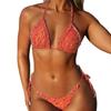 European and American new zebra pattern printed bikini swimsuit lace fungus edge triangular swimsuit women