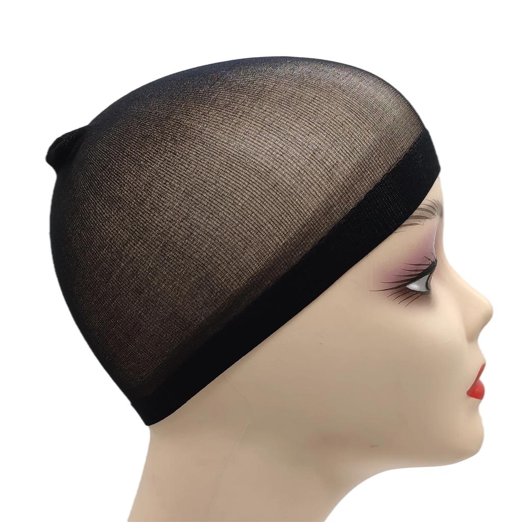 Набор из 2 эластичных сетчатых шапочек для парика - Бесшовные сетки телесного цвета на кружевной основе для плетения и изготовления волос, Черный/Коричневый, Невидимая основа под кожу головы(воздухопроницаемый)