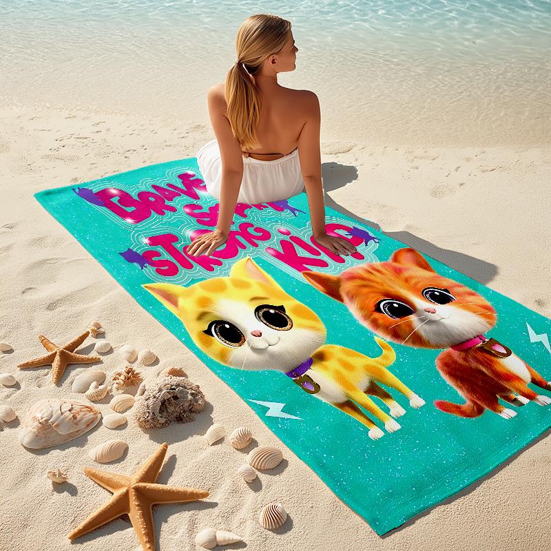1Pc Cat Adventure Beach Towel Microfiber Beach Towel Thin Absorbent For Beach Swimming Yoga Bath Sports 0917266