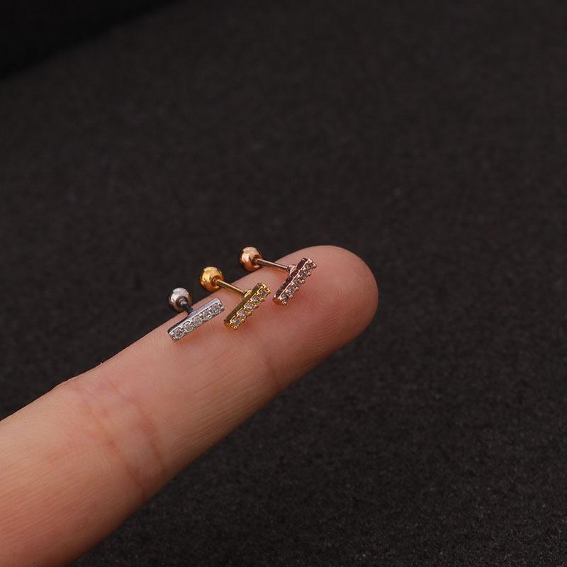 Korean Style Stainless Steel Zircon Double-Sided Cherry Earrings