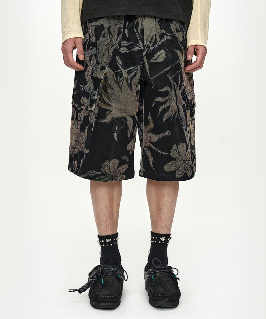 ADSB ANDERSSON BELL Flower Overlay Cargo Shorts Apa902M(Black/Beige)
