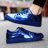 New Brand Blue Mens Fashion Sneakers Luxury Shiny Metal Men Skateboard Shoes Designer Glitter Men Flat Casual Shoes Plus Size 47