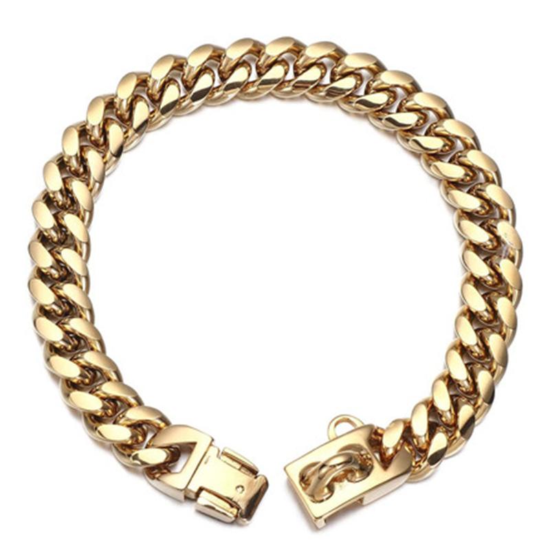 14 мм из нержавеющей стали 304, ошейник и поводок для собак, сверхпрочный металлический ошейник для собак, серебряный, золотой поводок для домашних животных, поводок для вечеринки