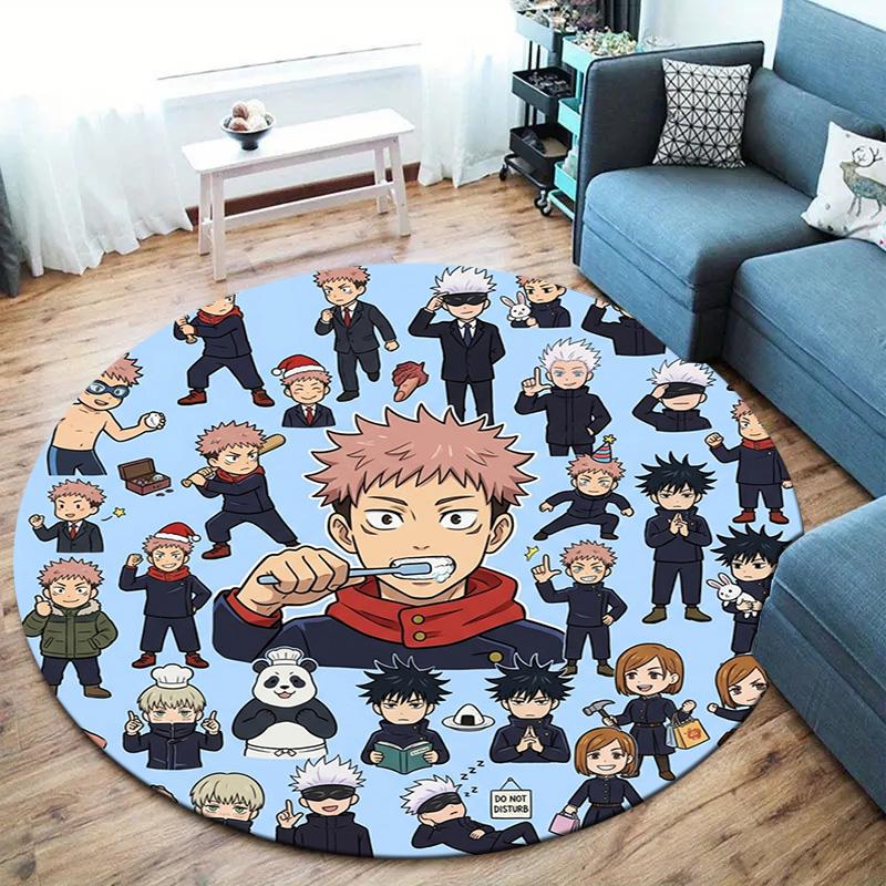 Ковер с круглым ворсом Jujutsu Kaisen Ковер для гостиной, спальни, дивана, игровой комнаты Декор Нескользящий коврик для пола