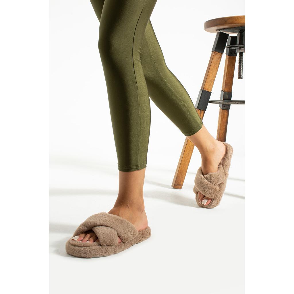 Женские домашние тапочки с пушистой крестообразной моделью, домашние тапочки для девочек, тапочки в приданое, нескользящая подошва