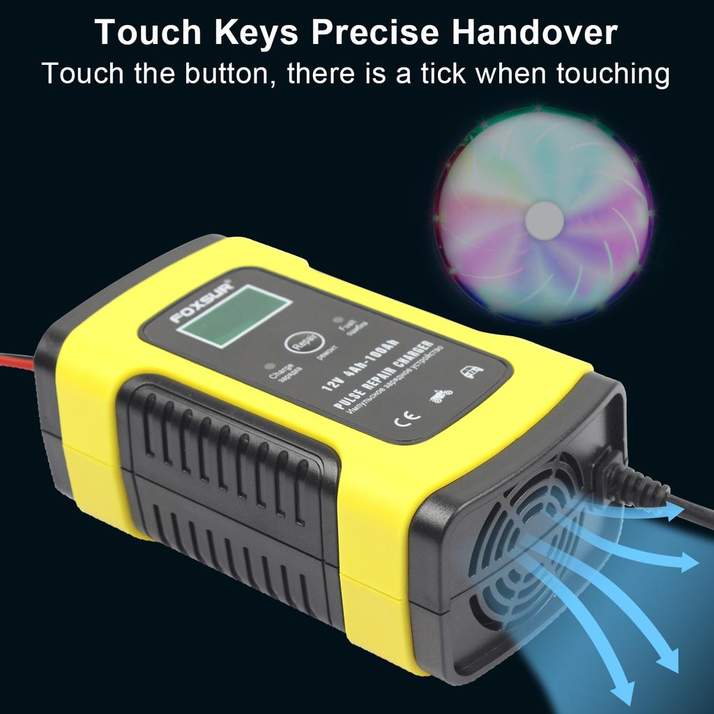 12V 5A Импульсное зарядное устройство для ремонта аккумулятора для автомобиля и мотоцикла AGM GEL WET свинцово-кислотный