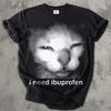 I Need Ibuprofen Funny Vintage Graphic Cat T-Shirt, Comfort Colors Shirt, Silly Kitten Meme Tee, Ironic Gift for Her Him