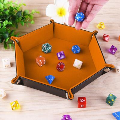 1 шт. лоток для игральных костей из искусственной кожи, складной шестиугольный лоток для игральных костей, держатель для игр в кости, таких как RPG, DND и других настольных игр