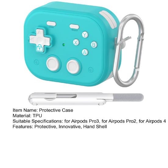 TPU Protective Case with Keychain for Airpods Funny Handheld Game Design Hard Shell Cover with Safety Lock Design for Men