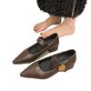 Vintage Pointed Toe Strap Follow-up Shoes for Spring 2025 New French Style Mary Jane Small Leather with Soft Sole Le Fu Shoes