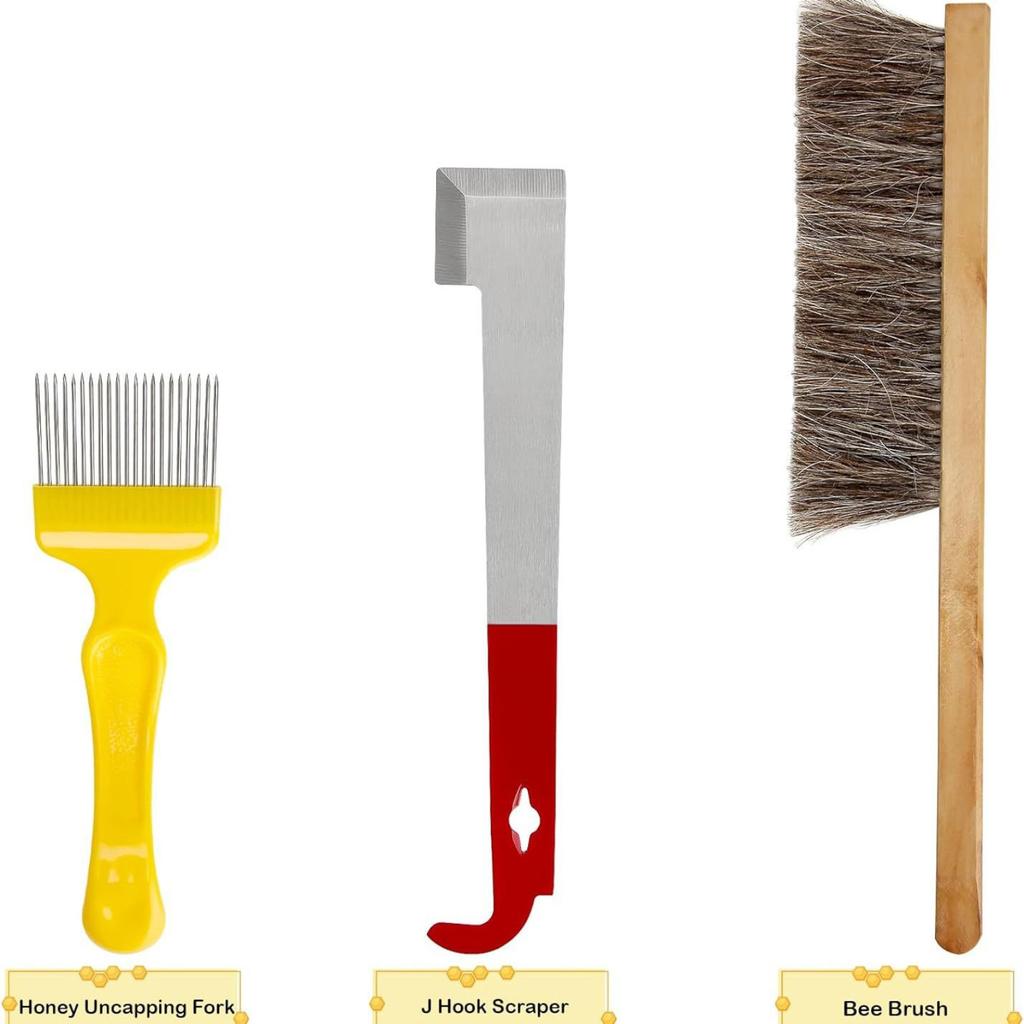 12pcs Beekeeping Equipment Tool Smoker Bee Brush Sheepskin Gloves Honey Cutter
