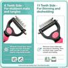 2-in-1 Professional Pet Undercoat Rake Double-Sided Grooming Brush for Stubborn Mats & Heavy Deshedding for Long Haired Pets
