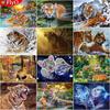 5D Алмазная картина Белый Тигр Полный квадратный круглый мозаика Набор для вышивки крестом Алмазная вышивка Животный Домашний декор